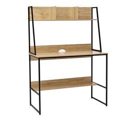 Γραφείο εργασίας Herbey pakoworld με ράφια σε oak απόχρωση με πόδι μαύρο μέταλλο 100x48x139εκ - ΓΡΑΦΕΙΑ στο Milonadakis.gr