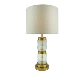 Επιτραπέζιο φωτιστικό Wenxie Inart Ε27 χρυσό μέταλλο-γυαλί-μπεζ ύφασμα Φ32x53εκ - ΕΠΙΤΡΑΠΕΖΙΑ ΦΩΤΙΣΤΙΚΑ στο Milonadakis.gr