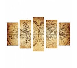 ΠΕΝΤΑΠΤΥΧΟΣ ΠΙΝΑΚΑΣ MDF VINTAGE WORLD MAP HM7206.06 100X60x0,3 εκ. - ΠΙΝΑΚΕΣ στο Milonadakis.gr