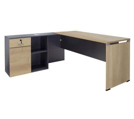 Γραφείο εργασίας επαγγελματικό Lotus pakoworld αναστρέψιμο σε φυσικό-ανθρακί 180x160x75εκ - ΓΡΑΦΕΙΑ στο Milonadakis.gr