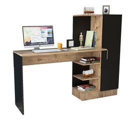 Γραφείο-ραφιέρα Kary pakoworld μαύρο-oak 152,5x40x120εκ - ΓΡΑΦΕΙΑ στο Milonadakis.gr