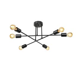 Φωτιστικό οροφής εξάφωτο PWL-1122 pakoworld Ε27 μαύρο Φ61x25εκ - ΦΩΤΙΣΤΙΚΑ ΟΡΟΦΗΣ στο Milonadakis.gr