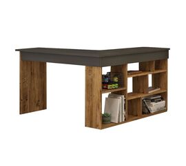 Γραφείο γωνιακό Rosaline pakoworld ανθρακί-oak 120x129x72εκ - ΓΡΑΦΕΙΑ στο Milonadakis.gr
