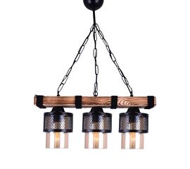 Φωτιστικό οροφής τρίφωτο PWL-1046 pakoworld Ε27 μαύρο-καρυδί 50x15x65εκ - ΦΩΤΙΣΤΙΚΑ ΟΡΟΦΗΣ στο Milonadakis.gr