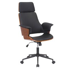 Καρέκλα γραφείου διευθυντή Hermanos pakoworld μαύρο pu - ξύλο καρυδί - ΚΑΡΕΚΛΕΣ ΓΡΑΦΕΙΟΥ στο Milonadakis.gr