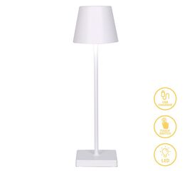 Επιτραπέζιο φωτιστικό αφής LED Brave pakoworld επαναφορτιζόμενο λευκό Φ10x35εκ - ΕΠΙΤΡΑΠΕΖΙΑ ΦΩΤΙΣΤΙΚΑ στο Milonadakis.gr