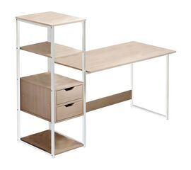 Γραφείο Zayn ΙΙ pakoworld με ραφιέρα-MDF φυσικό-λευκό 107x40x110εκ - ΓΡΑΦΕΙΑ στο Milonadakis.gr