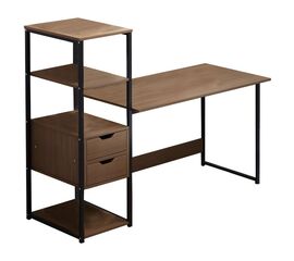 Γραφείο Zayn ΙΙ pakoworld με ραφιέρα-MDF καρυδί-μαύρο 107x40x110εκ - ΓΡΑΦΕΙΑ στο Milonadakis.gr