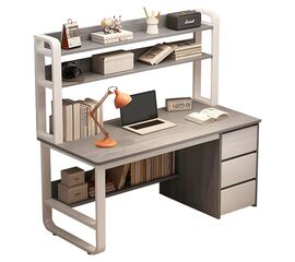 Γραφείο Soco pakoworld με ραφιέρα-MDF γκρι-λευκό 120x50x147εκ - ΓΡΑΦΕΙΑ στο Milonadakis.gr