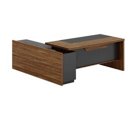Γραφείο επαγγελματικό με δεξιά γωνία Oscar pakoworld καρυδί-ανθρακί 220x180x76εκ - ΓΡΑΦΕΙΑ στο Milonadakis.gr