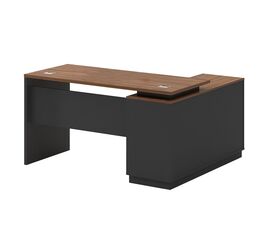 Γραφείο επαγγελματικό με αριστερή γωνία Oscar pakoworld καρυδί-ανθρακί 160x140x76εκ - ΓΡΑΦΕΙΑ στο Milonadakis.gr