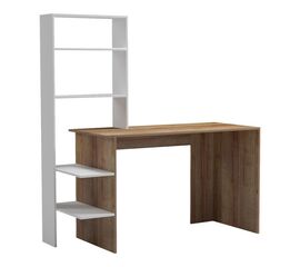 Γραφείο εργασίας Bivoro με ραφιέρα pakoworld σε oak -λευκή απόχρωση 146x55x129εκ - ΓΡΑΦΕΙΑ στο Milonadakis.gr