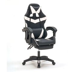 A9937 ΜΑΥΡΟ/ΛΕΥΚΟ PVC ΠΟΛΥΘΡΟΝΑ GAMING/ΜΕ ΥΠΟΠΟΔΙΟ 64X59X43-112/53-125εκ. - ΚΑΡΕΚΛΕΣ ΓΡΑΦΕΙΟΥ στο Milonadakis.gr