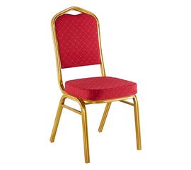 Καρέκλα συνεδρίου Hilton pakoworld στοιβαζόμενη ύφασμα κόκκινο-μέταλλο χρυσό 45x51x96εκ - ΚΑΡΕΚΛΕΣ - ΠΟΛΥΘΡΟΝΕΣ ΕΣ. στο Milonadakis.gr