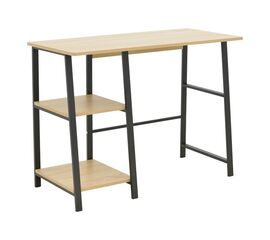 Γραφείο εργασίας Ferje pakoworld με ράφια mdf σε φυσική με μαύρη απόχρωση 100x48x75εκ - ΓΡΑΦΕΙΑ στο Milonadakis.gr