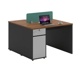 Γραφείο εργασίας επαγγελματικό 2 θέσεων Dakota pakoworld σε καρυδί-ανθρακί απόχρωση 120x120x76εκ - ΓΡΑΦΕΙΑ στο Milonadakis.gr