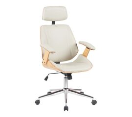 Καρέκλα γραφείου διευθυντή Fetseno pakoworld μπεζ pu-βάση χρωμίου 53x56x113.5-123.5εκ - ΚΑΡΕΚΛΕΣ ΓΡΑΦΕΙΟΥ στο Milonadakis.gr