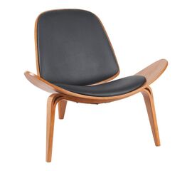 Πολυθρόνα Vilma pakoworld PU μαύρο- plywood καρυδί 90x76.5x74.5εκ - ΚΑΡΕΚΛΕΣ ΓΡΑΦΕΙΟΥ στο Milonadakis.gr