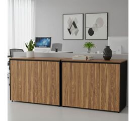 Ντουλάπια γραφείου χαμηλά επαγγελματικά Oscar pakoworld καρυδί-ανθρακί 240x40x80εκ - ΝΤΟΥΛΑΠΙΑ στο Milonadakis.gr