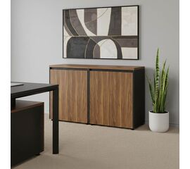 Ντουλάπια γραφείου χαμηλά επαγγελματικά Oscar pakoworld καρυδί-ανθρακί 160x40x80εκ - ΝΤΟΥΛΑΠΙΑ στο Milonadakis.gr