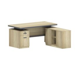 Γραφείο επαγγελματικό Lotus pakoworld με δεξιά γωνία σε φυσική-ανθρακί απόχρωση  200x160x76εκ - ΓΡΑΦΕΙΑ στο Milonadakis.gr