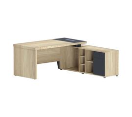 Γραφείο επαγγελματικό Lotus pakoworld με δεξιά γωνία σε φυσική-ανθρακί απόχρωση 180x180x75εκ - ΓΡΑΦΕΙΑ στο Milonadakis.gr