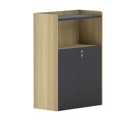 Ντουλάπι γραφείου χαμηλό Lotus pakoworld σε φυσική-ανθρακί απόχρωση 80x40x120εκ - ΝΤΟΥΛΑΠΙΑ στο Milonadakis.gr