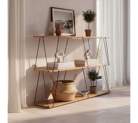 Βοηθητικό τραπέζι-ραφιέρα Tars pakoworld οακ-μαύρο 120x30x90εκ - ΒΙΒΛΙΟΘΗΚΕΣ στο Milonadakis.gr