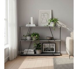 Βοηθητικό τραπέζι-ραφιέρα Tars pakoworld γκρι-μαύρο 120x30x90εκ - ΒΙΒΛΙΟΘΗΚΕΣ στο Milonadakis.gr