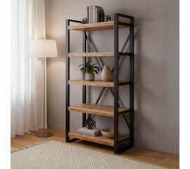 Βιβλιοθήκη Miles pakoworld mango ξύλο σε φυσική-μαύρη απόχρωση 80x40x180εκ - ΒΙΒΛΙΟΘΗΚΕΣ στο Milonadakis.gr