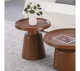 Βοηθητικό τραπέζι Ginoze pakoworld μέταλλο σε καφέ απόχρωση Φ50x50.5εκ - ΤΡΑΠΕΖΑΚΙΑ ΕΠΙΣΚΕΠΤΗ στο Milonadakis.gr