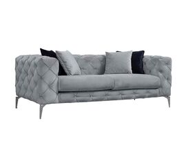 Καναπές 2θέσιος PWF-0502 pakoworld βελούδο γκρι-χρώμιο 197x90x73εκ - ΚΑΡΕΚΛΕΣ ΓΡΑΦΕΙΟΥ στο Milonadakis.gr