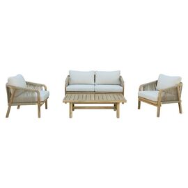 Σαλόνι κήπου Malibu pakoworld φυσικό ξύλο ακακία-ύφασμα μπεζ - ΣΕΤ ΣΑΛΟΝΙΑ στο Milonadakis.gr