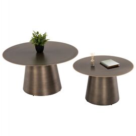 ΤΡΑΠΕΖIA ΣΑΛΟΝΙΟΥ 2ΤΜΧ NICKELY HM9667 ΜΕΤΑΛΛΟ ΣΕ ΑΣΗΜΙ ΜΑΤ Φ80x41Υ & Φ60x36Υ εκ. - ΤΡΑΠΕΖΑΚΙΑ ΣΑΛΟΝΙΟΥ στο Milonadakis.gr