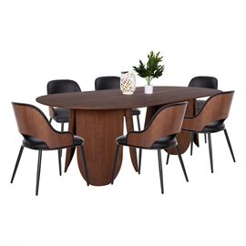 ΣΕΤ ΤΡΑΠΕΖΑΡΙΑ ΕΣΩΤ. ΧΩΡΟΥ 7ΤΜΧ HM11969 ΤΡΑΠΕΖΙ DENTY ΟΒΑΛ & 6 ΚΑΡΕΚΛΕΣ DELF(ΜΑΥΡΕΣ) - ΤΡΑΠΕΖΑΡΙΕΣ στο Milonadakis.gr