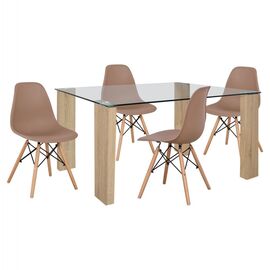 ΣΕΤ ΤΡΑΠΕΖΑΡΙΑ 5ΤΜΧ ΜΕ ΤΡΑΠΕΖΙ MORGAN 140Χ80X75 & ΚΑΡΕΚΛΕΣ TWIST ΚΑΠΟΥΤΣΙΝΟ HM11406 - ΤΡΑΠΕΖΑΡΙΕΣ στο Milonadakis.gr