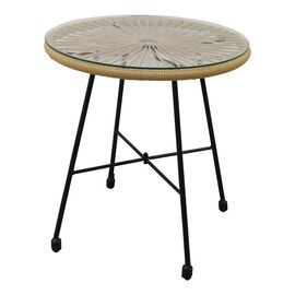 Τραπέζι Acapulco pakoworld μαύρο μέταλλο - pe rattan σε φυσική απόχρωση Φ50x50εκ - ΤΡΑΠΕΖΙΑ ΕΞ. ΧΩΡΟΥ στο Milonadakis.gr