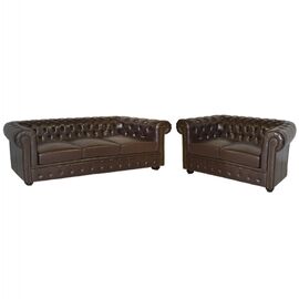 ΣΕΤ ΣΑΛΟΝΙ 2/ΘΕΣΙΟ & 3/ΘΕΣΙΟ CHESTERFIELD ΣΚΟΥΡΟ ΚΑΦΕ - ΚΑΝΑΠΕΔΕΣ-ΣΑΛΟΝΙΑ στο Milonadakis.gr