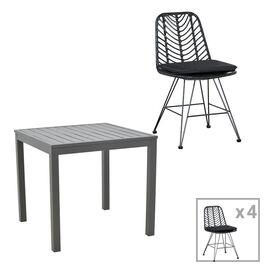 Τραπεζαρία Kliton-Naoki σετ 5τεμ pakoworld ανθρακί αλουμίνιο και μέταλλο σε μαύρη απόχρωση 80x80x74εκ - ΣΕΤ ΤΡΑΠΕΖΑΡΙΕΣ στο Milonadakis.gr