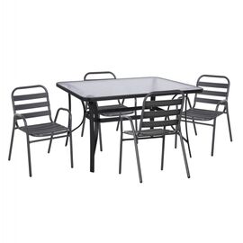 ΣΕΤ ΤΡΑΠΕΖΑΡΙΑΣ ΕΞ.ΧΩΡΟΥ 5ΤΜΧ PRELUDE HM21032 ΓΚΡΙ ΜΕΤΑΛΛΟ & ΑΛΟΥΜΙΝΙΟ - ΣΕΤ ΤΡΑΠΕΖΑΡΙΕΣ στο Milonadakis.gr