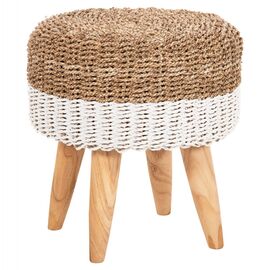 ΣΚΑΜΠΟ BEAM HM7827.01 ΞΥΛΟ ΤΕΑΚ ΚΑΙ SEAGRASS ΣΕ ΦΥΣΙΚΟ & ΛΕΥΚΟ Φ42x46Yεκ. - ΠΟΥΦ - ΣΚΑΜΠΟ - ΜΠΑΟΥΛΟ στο Milonadakis.gr