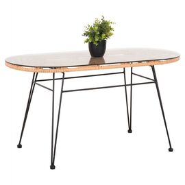 ΤΡΑΠΕΖΙ ΟΒΑΛ ΧΑΜΗΛΟ ALLEGRA HM5695.11 ΜΠΕΖ WICKER-ΜΑΥΡΟ ΜΕΤΑΛΛΟ 100x45x51,5Υεκ. - ΤΡΑΠΕΖΙΑ ΕΞ. ΧΩΡΟΥ στο Milonadakis.gr