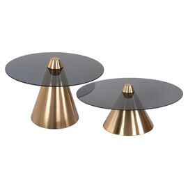 ΤΡΑΠΕΖΙA ΣΑΛΟΝΙΟΥ 2ΤΜΧ REBEN HM9919 ΜΕΤΑΛΛΟ ΧΡΥΣΟ-ΦΙΜΕ ΜΑΥΡΟ ΓΥΑΛΙ Φ80 & Φ60 εκ. - ΤΡΑΠΕΖΑΚΙΑ ΣΑΛΟΝΙΟΥ στο Milonadakis.gr