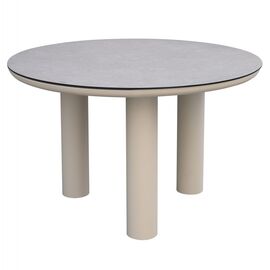 ΤΡΑΠΕΖΙ ΑΛΟΥΜΙΝΙΟΥ DOSUN HM6201.02 ΚΡΕΜ ΣΚΕΛΕΤΟΣ-3D PRINT ΓΥΑΛΙ-ΚΕΡΑΜΙΚΟ LOOK Φ120εκ - ΤΡΑΠΕΖΙΑ ΕΞ. ΧΩΡΟΥ στο Milonadakis.gr