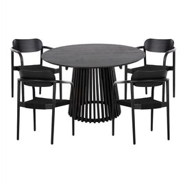 ΣΕΤ ΤΡΑΠΕΖΑΡΙΑΣ 5ΤΜΧ OSLO HM21075.01 ΣΤΡΟΓΓΥΛΟ ΤΡΑΠΕΖΙ Φ120εκ. & 4 ΚΑΡΕΚΛΕΣ-ΜΑΥΡΟ - ΤΡΑΠΕΖΑΡΙΕΣ στο Milonadakis.gr