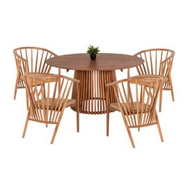 ΣΕΤ ΤΡΑΠΕΖΑΡΙΑΣ 5ΤΜΧ PERMAINE HM21076.01 ΣΤΡΟΓΓΥΛΟ ΤΡΑΠΕΖΙ Φ150εκ. & 4 ΚΑΡΕΚΛΕΣ - ΤΡΑΠΕΖΑΡΙΕΣ στο Milonadakis.gr