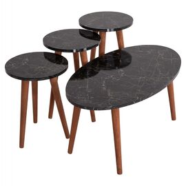 ΣΕΤ ΤΡΑΠΕΖΙ ΣΑΛΟΝΙΟΥ & 3 ΒΟΗΘ.ΤΡΑΠΕΖΙΑ VITAL HM18180.02 ΜΕΛΑΜΙΝΗ ΜΑΥΡΟ ΜΑΡΜΑΡΟ-ΚΑΡΥΔΙ ΠΟΔΙΑ - ΤΡΑΠΕΖΑΚΙΑ ΣΑΛΟΝΙΟΥ στο Milonadakis.gr