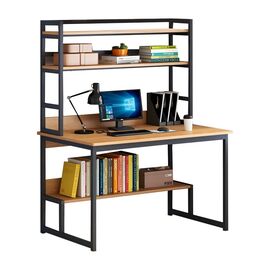 Γραφείο Damp pakoworld με ραφιέρα-MDF φυσικό-μαύρο 100x60x154εκ - ΓΡΑΦΕΙΑ στο Milonadakis.gr