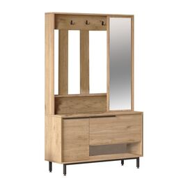 Έπιπλο εισόδου Zerbie pakoworld μελαμίνης φυσικό-μαύρο 112x35.5x178εκ - ΕΠΙΠΛΑ ΕΙΣΟΔΟΥ στο Milonadakis.gr