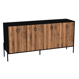 Μπουφές Twely pakoworld μελαμίνης καρυδί-μαύρο 160x40,5x79εκ - ΜΠΟΥΦΕΔΕΣ-ΚΟΝΣΟΛΕΣ στο Milonadakis.gr